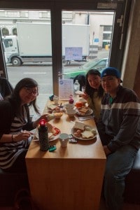 hanging out with friends at five elements hotel in frankfurt