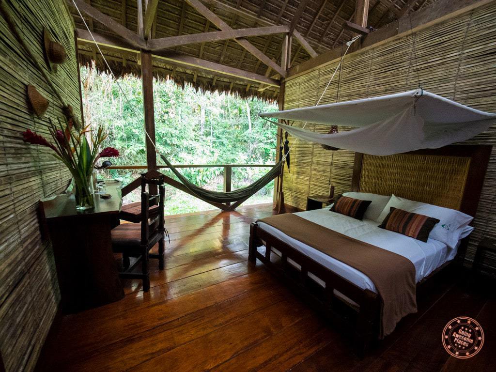 Impressive digs inside the Superior Room at Refugio Amazonas