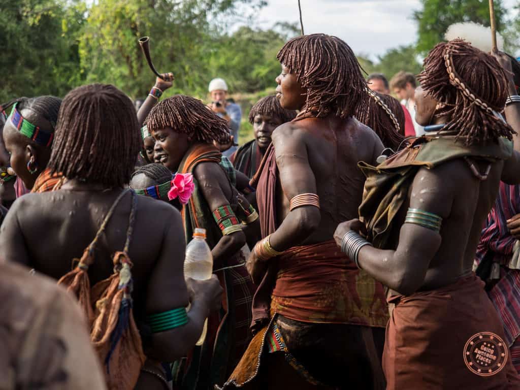 Hamar Tribe Women Celebrating During Bull Jumping Ceremony omo valley guide
