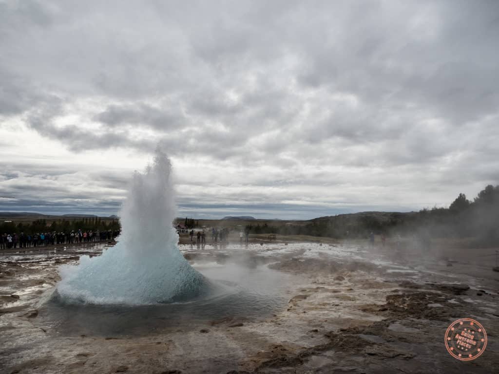 strookkur geysir erupting along golden triangle in iceland 8 day itinerary