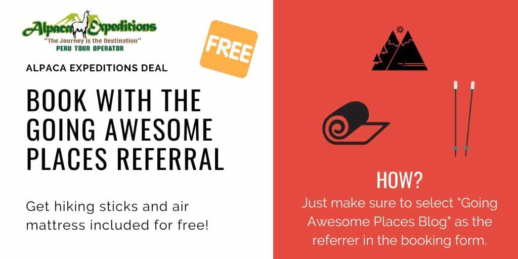alpaca expeditions promotion for free hiking sticks and air mattress