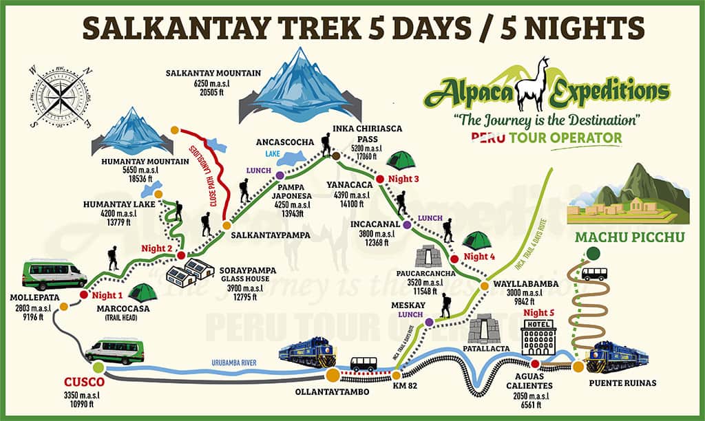 alpaca expeditions salkantay trek 5d5n machu picchu hike