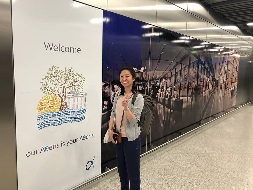 arrival in athens sign at airport