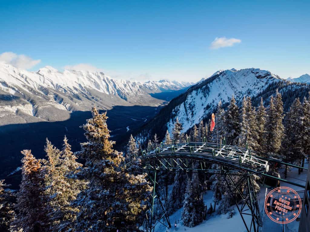 banff gondola tracks at sulphur mountain near upper terminal