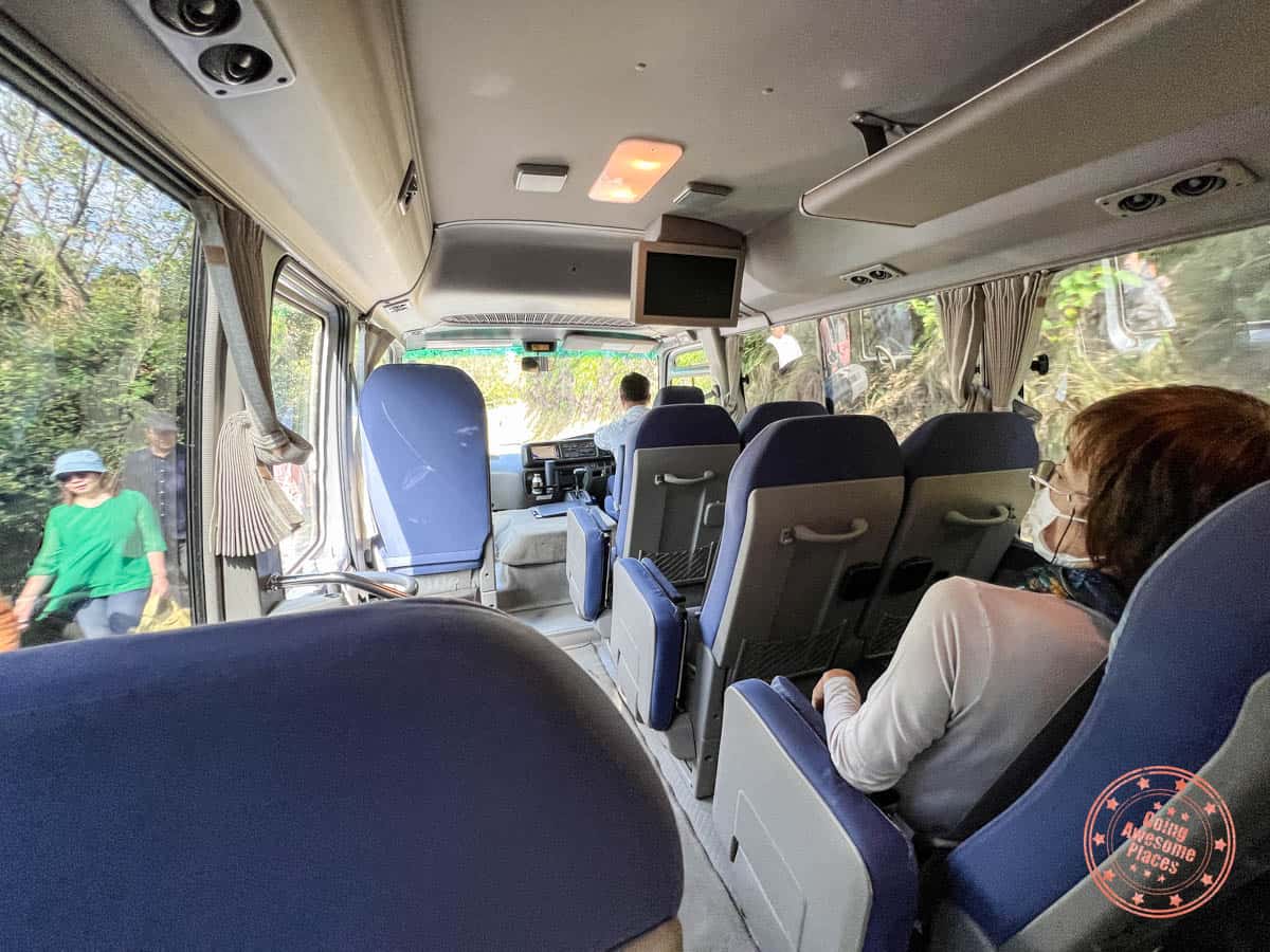 benesse art site inside the free shuttle bus