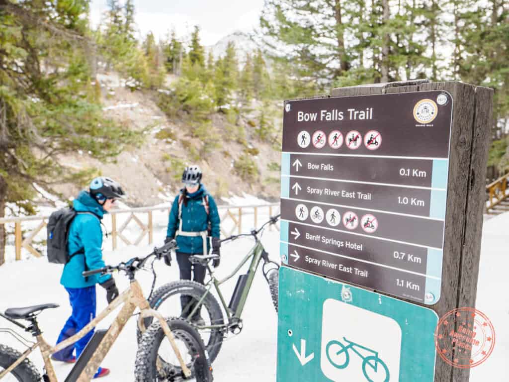 bikescape fat bike tour by bow falls trail in banff town