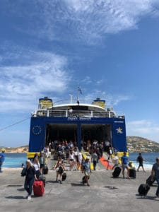 boarding a greek ferry from paros with golden star ferries