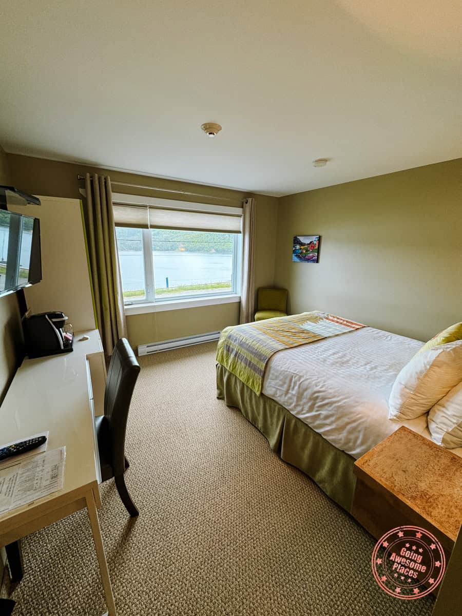 inside a bonne bay inn room with a direct view of bonne bay