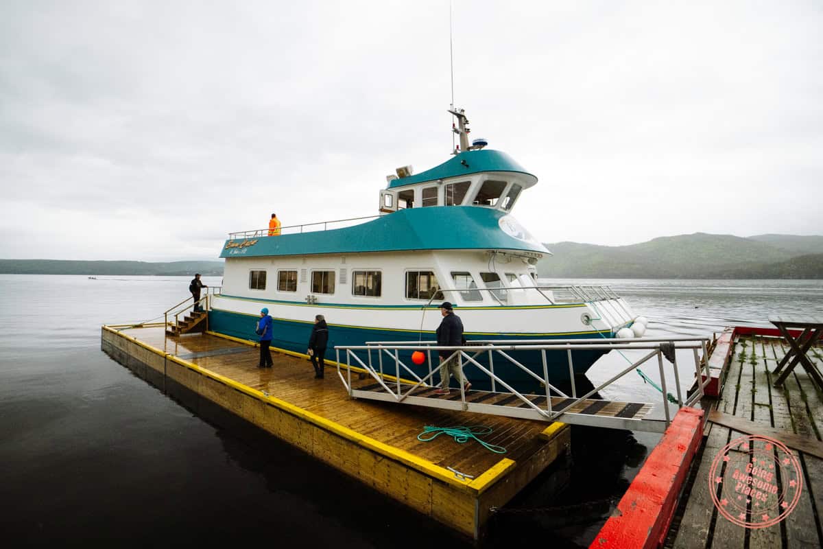 bonne bay water shuttle at woody point dock