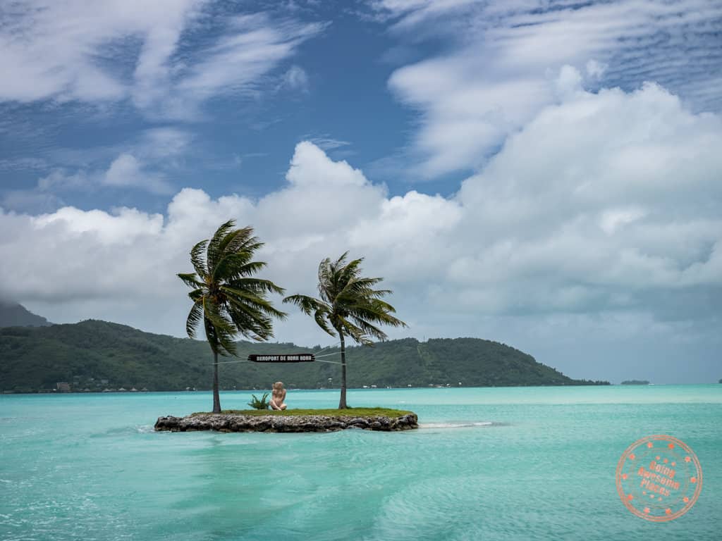 how bora bora trip costs low and airport sign at arrival