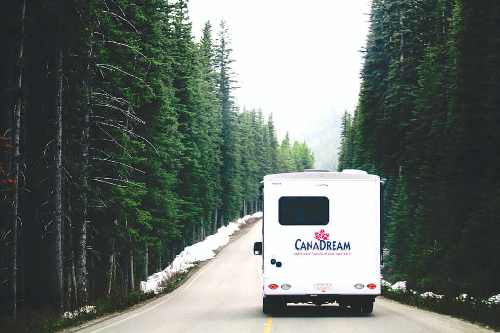 canadream rv on a canadian road as part of a road trip