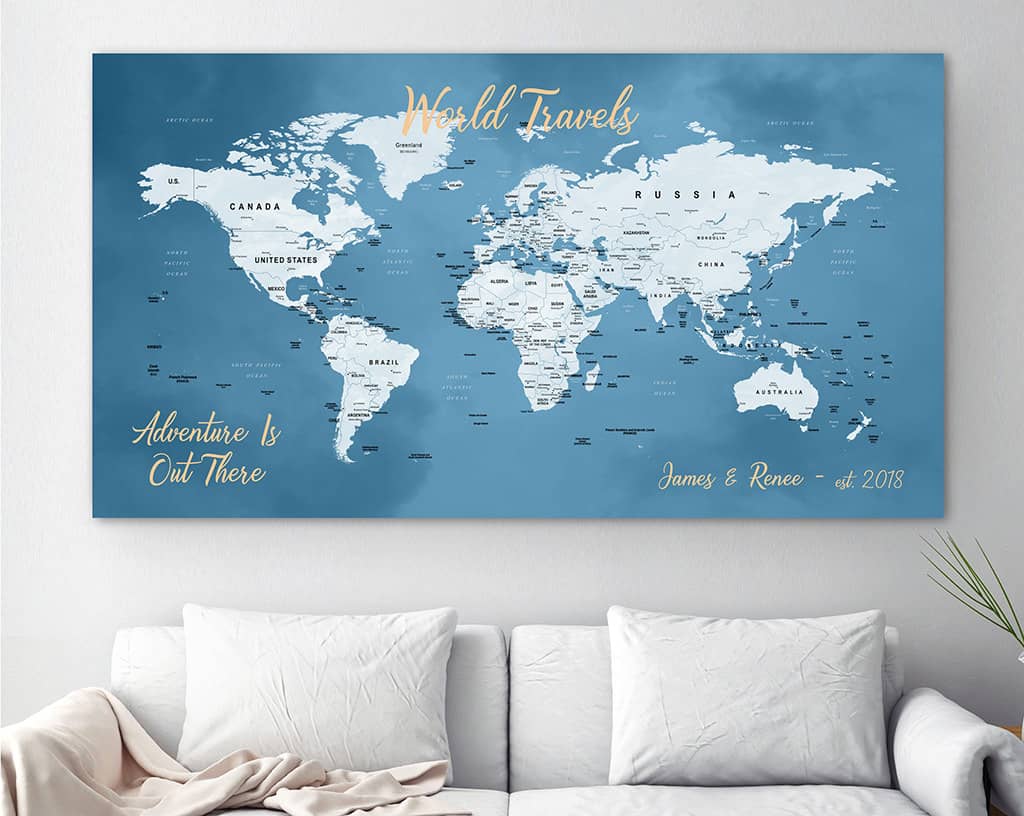 canvasvows world map with pins on canvas