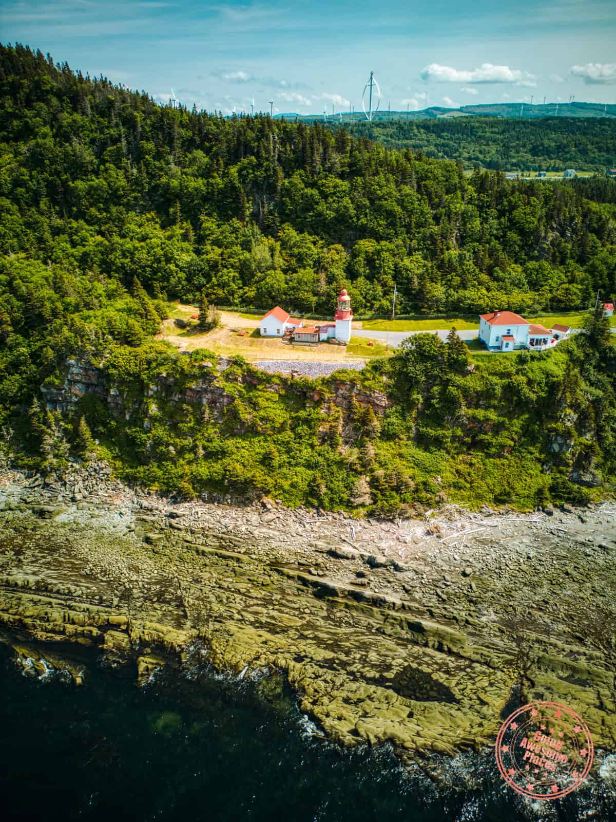 cap chat lighthouse aerial drone shot