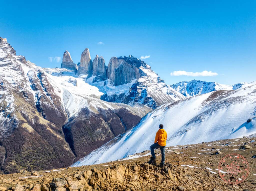 cerro paine summit view of the towers in torres del paine