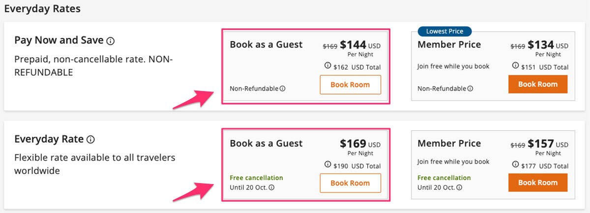 example of choice hotels booking directly rates