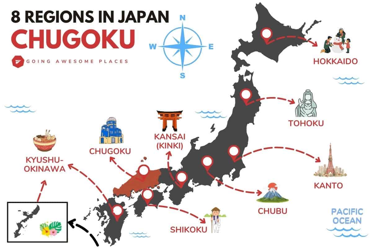 chugoku regions of japan map graphic by going awesome places