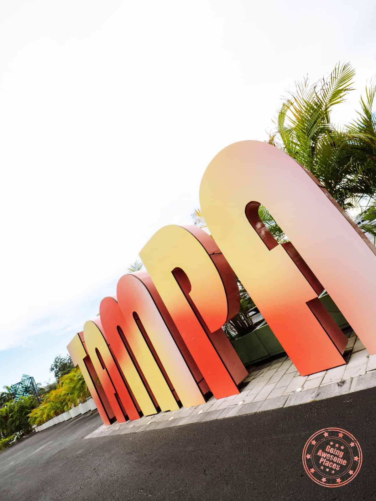 colorful tampa sign at an angle