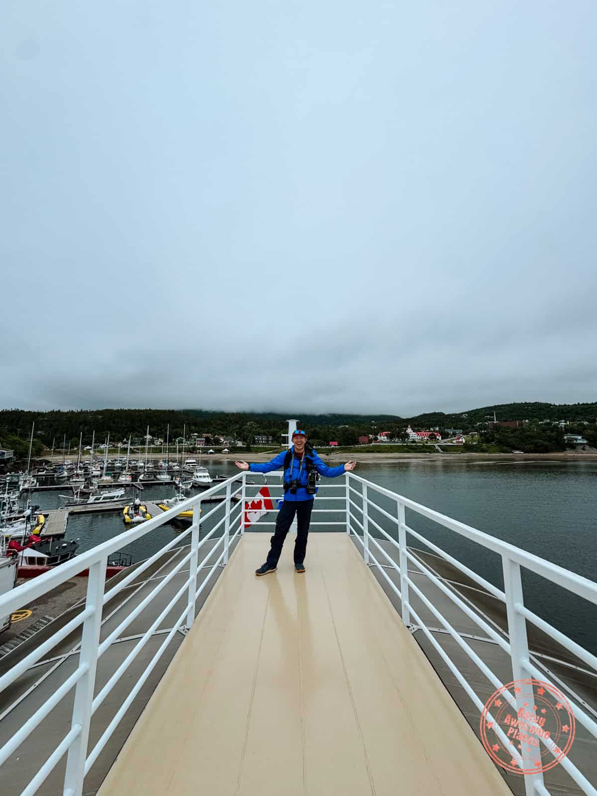 walkway on the upper deck perfect for whale watching on croisieres aml in tadoussac