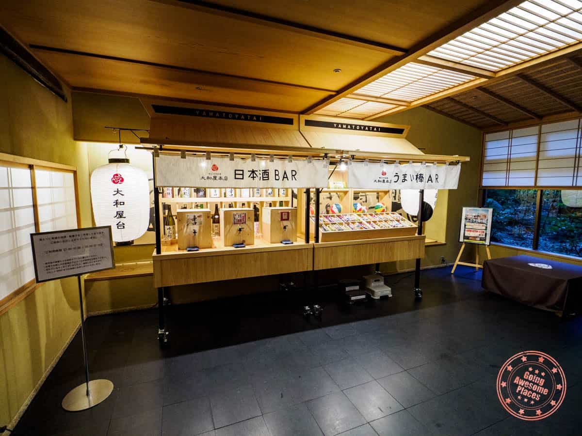dogo onsen yamatoya honten's free snack bar in the onsen