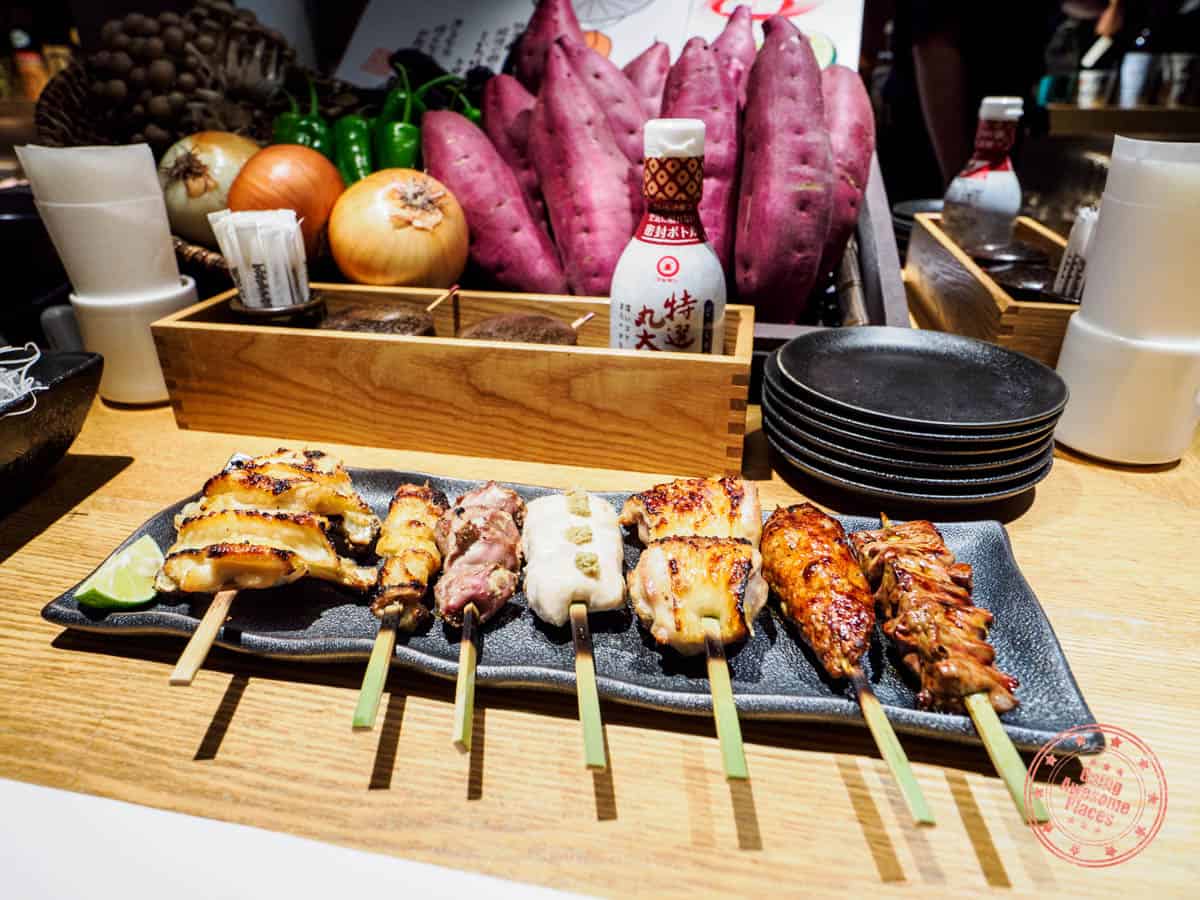 domannaka izakaya yakitori skewers in tokushima