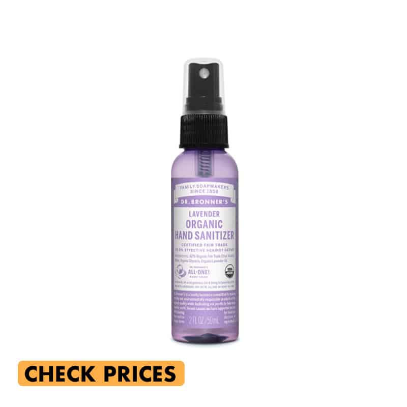 dr bronners organic hand sanitizer in lavender makes a great travel gift