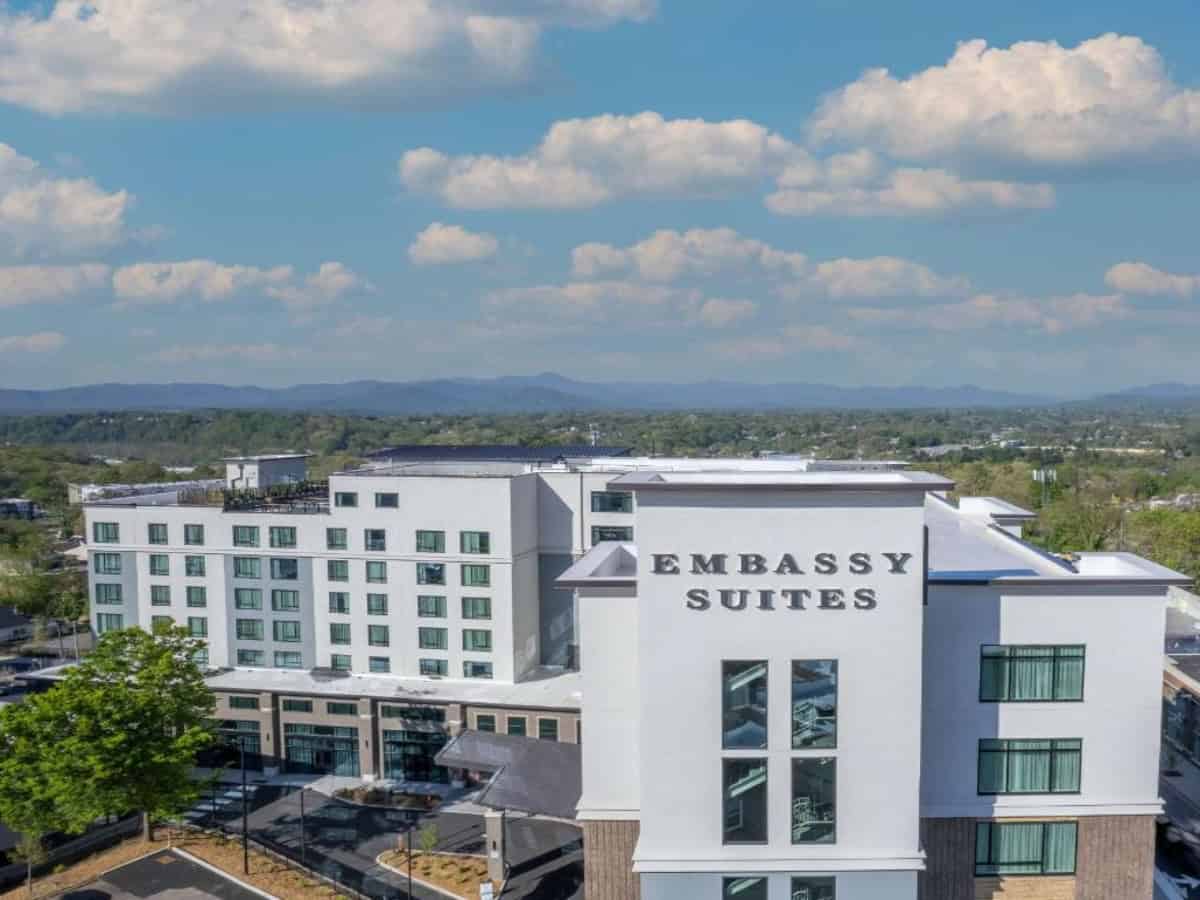 aerial view over embassy suites by hilton asheville downtown