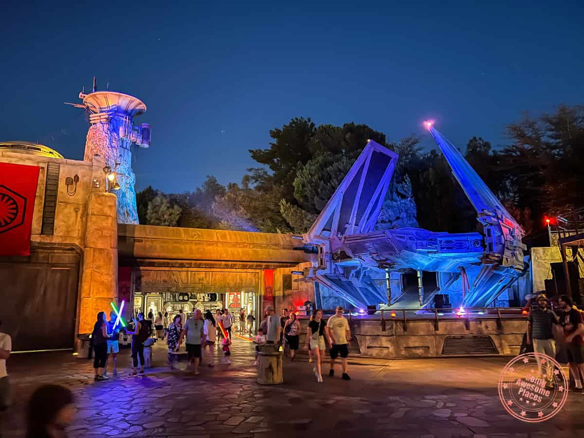 first order cargo store next to the tie echelon shuttle in galaxy's edge