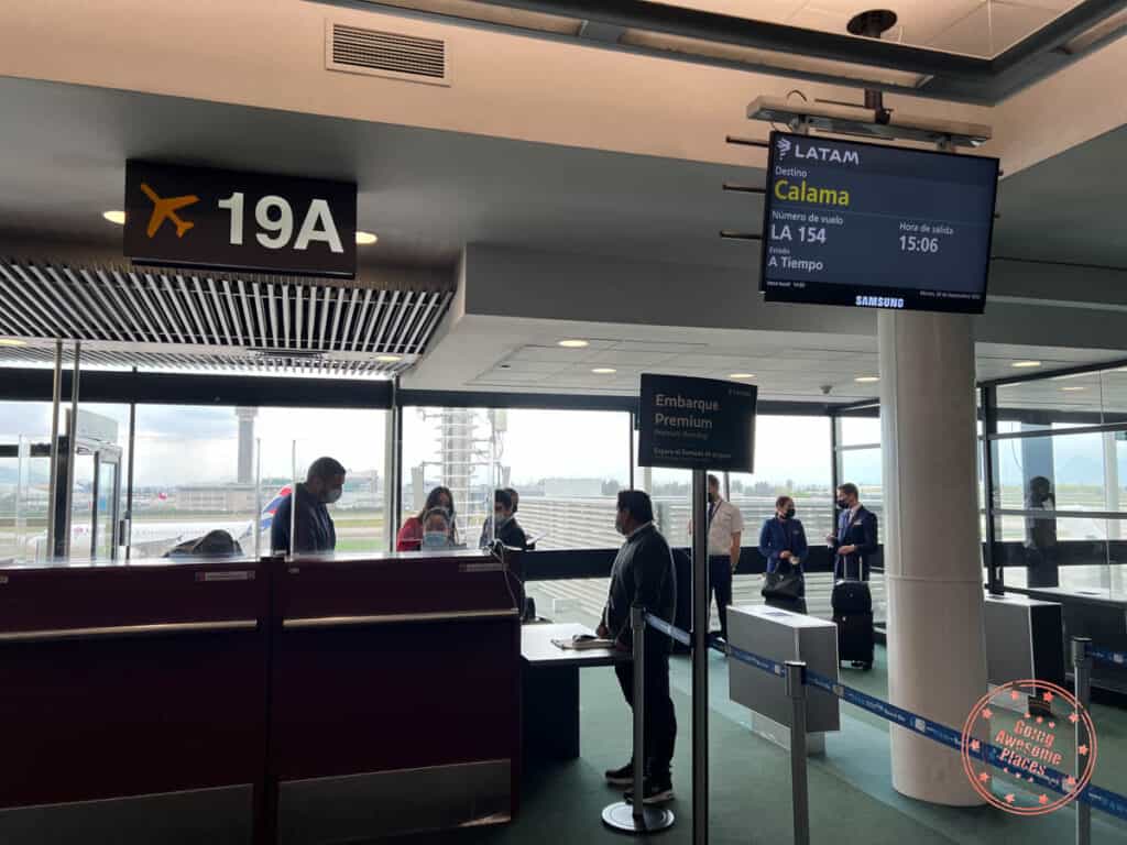 flight from santiago to calama airport at airport gate
