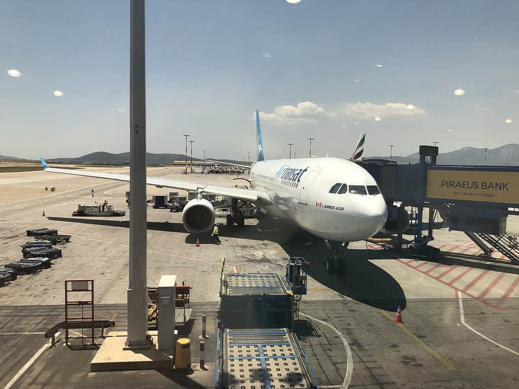 flying home from athens air transat