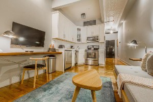 franklin guesthouse living room area and kitchenette
