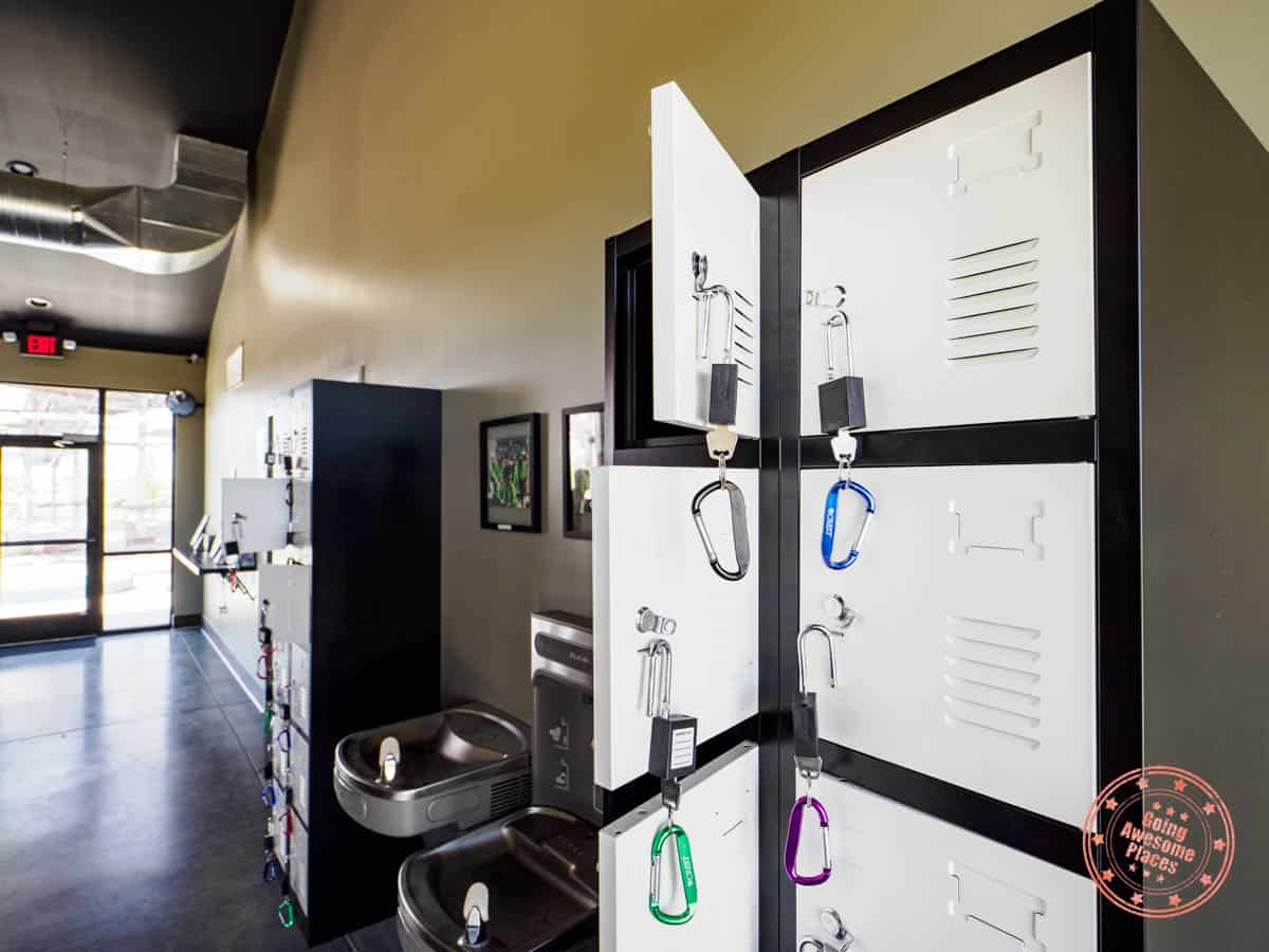 free lockers at ryze adventure park
