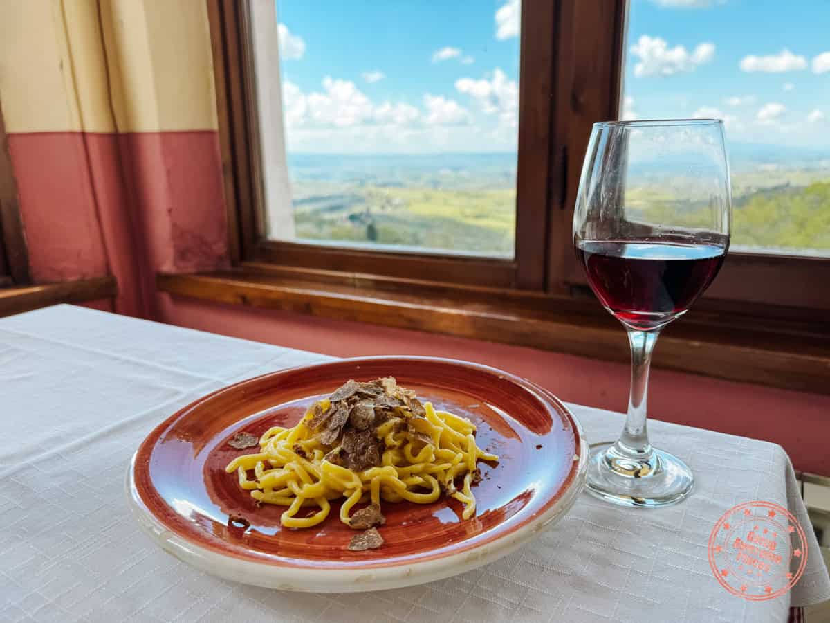 fresh pasta with truffles from hunting activity at c'era una volta