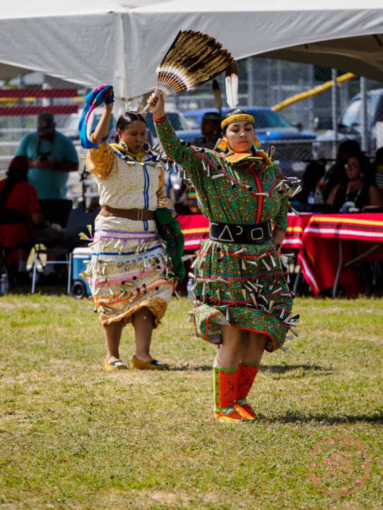garden river powwow female dancers competing