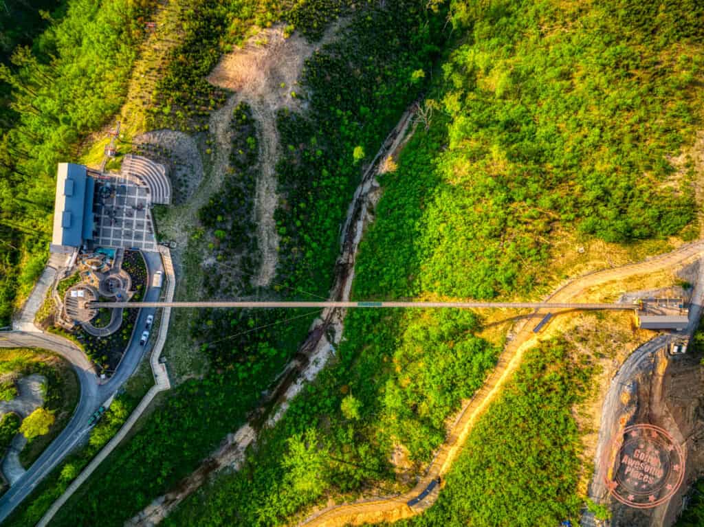 gatlinburg skybridge and skylift park during sunrise