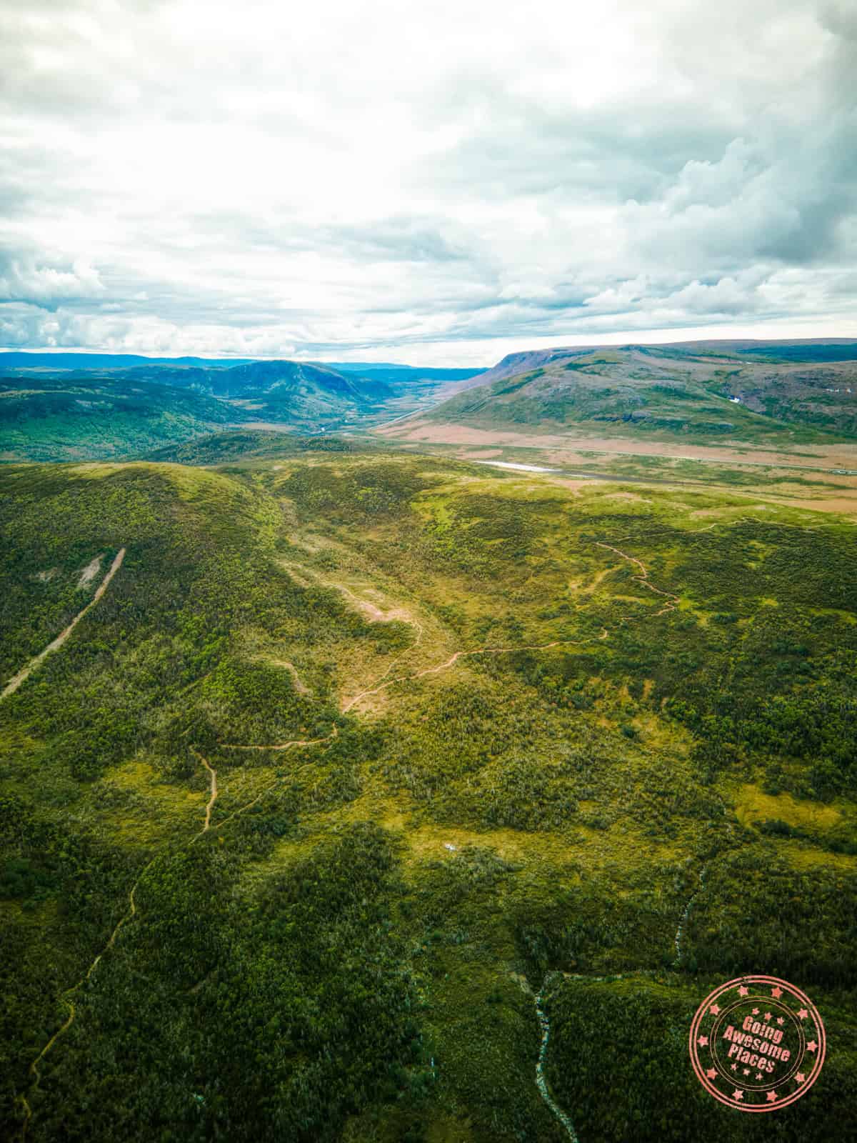 gros morne national park green gardens trail aerial