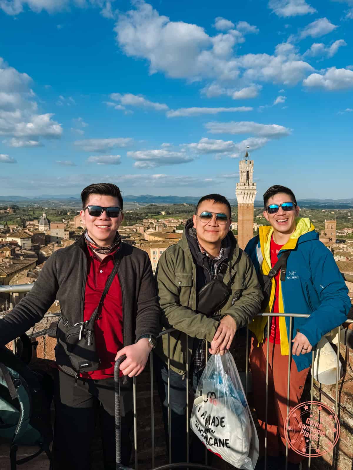 group photo at the top of facciatone in siena