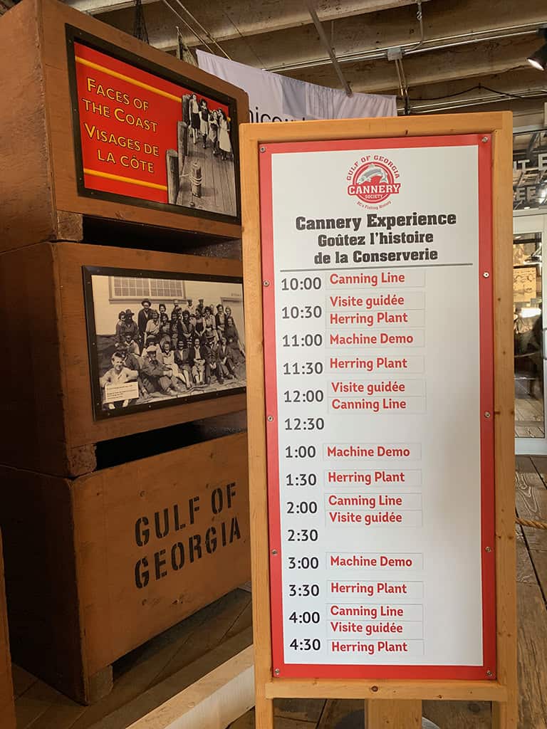 tour schedule for gulf of georgia cannery