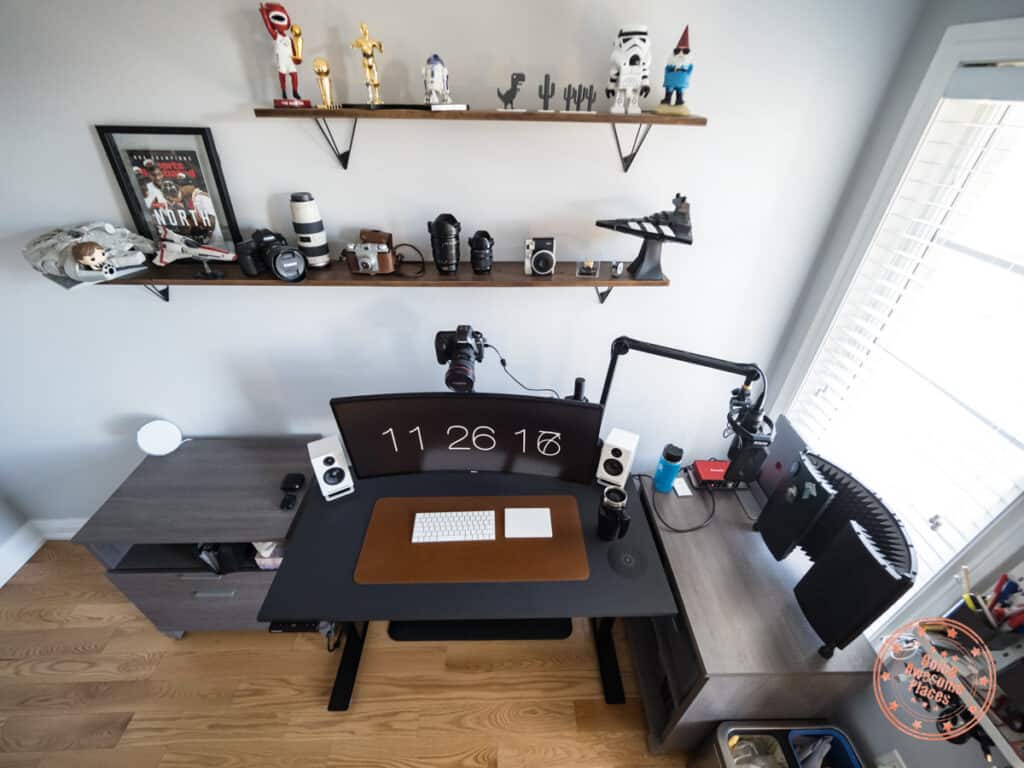 home office ergonofis shift standing desk set up
