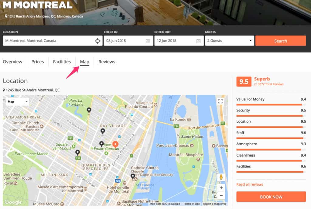 Hostelworld map view
