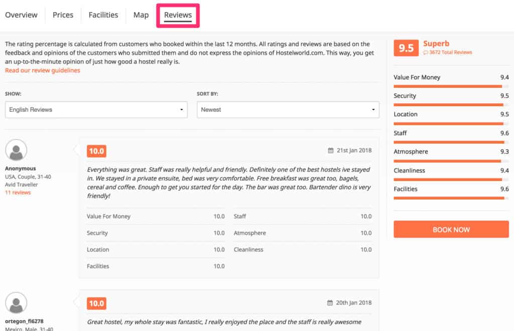 Read the reviews no Hostelworld to make a decision