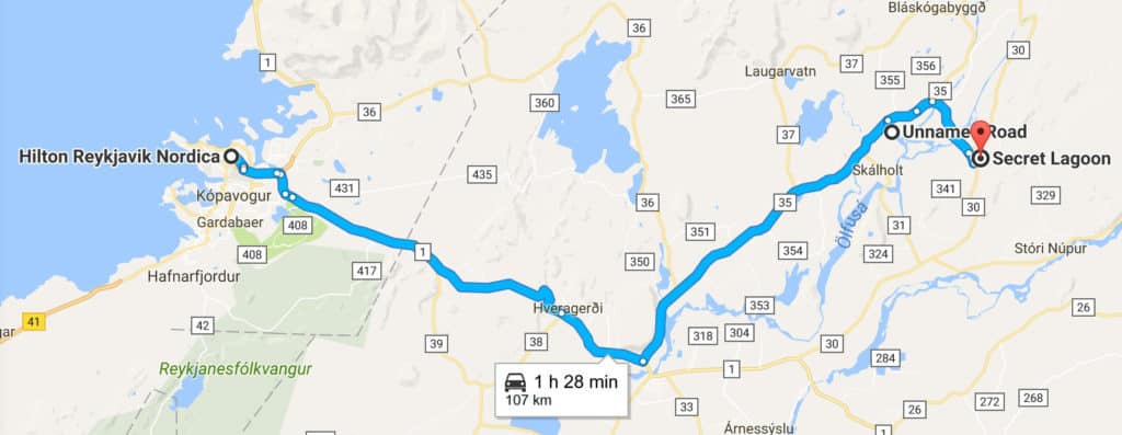 iceland 8 day itinerary road trip map - day 2 driving route