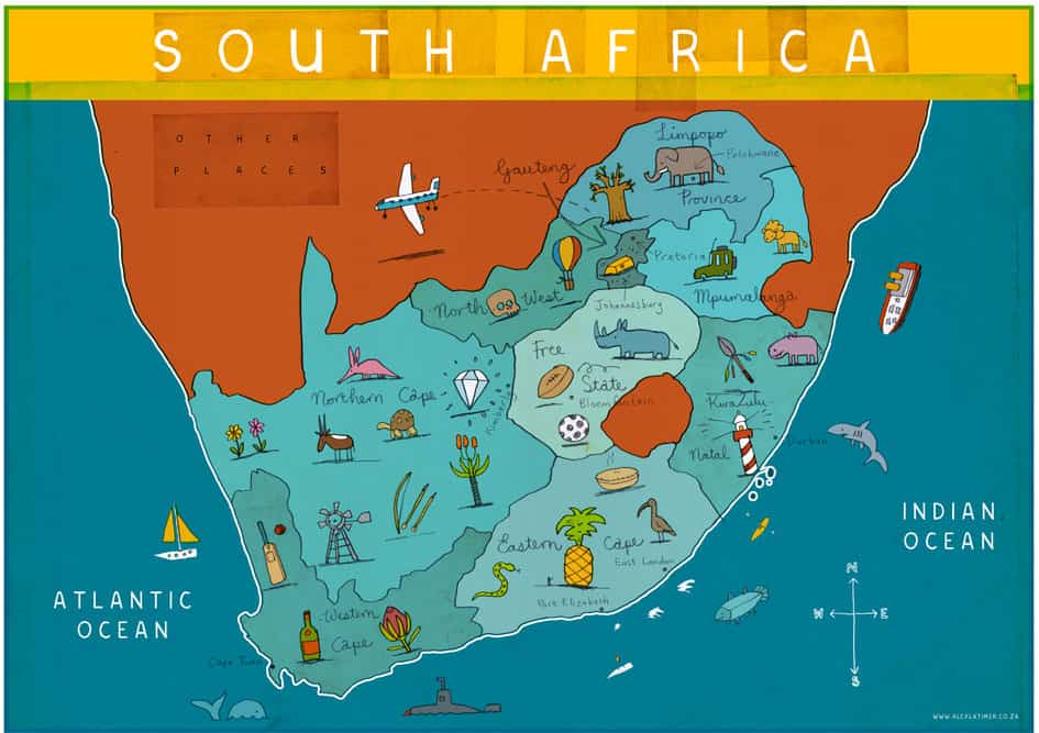 illustrated map in south africa travel tips guide