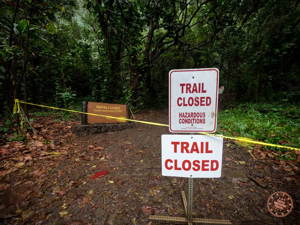 kalalau trail closed due to rain