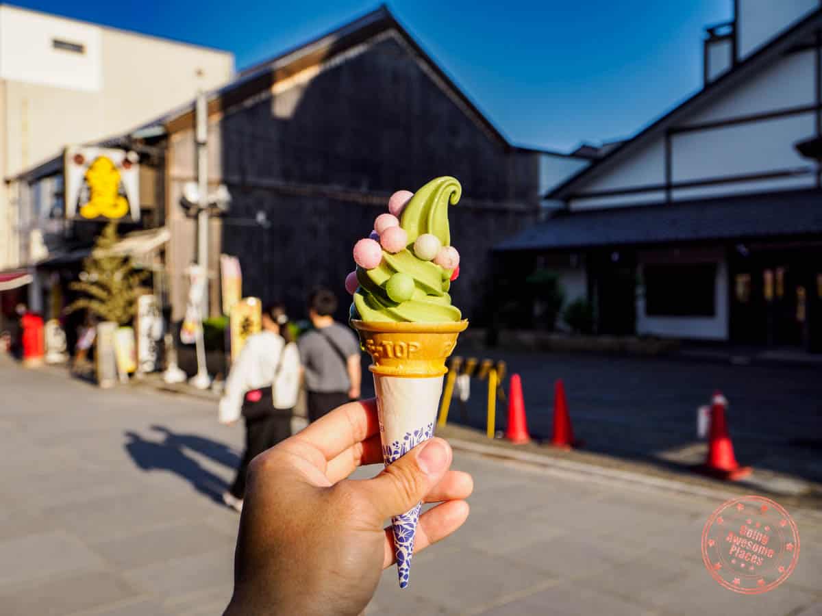 kotohira ice cream matcha soft serve with oiri