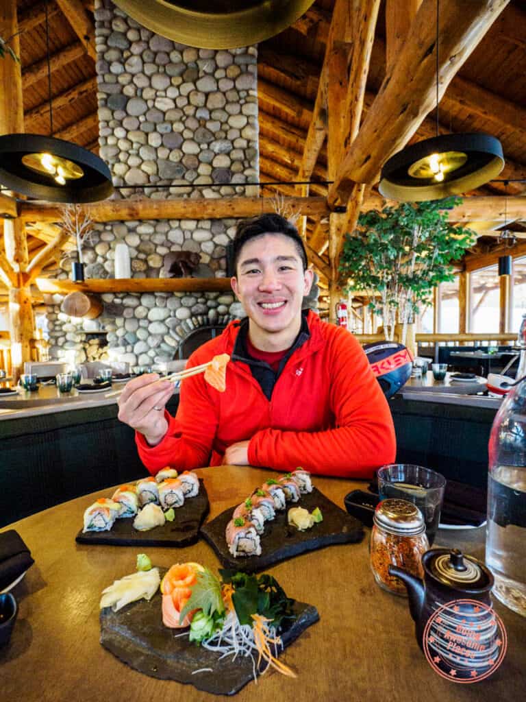 kuma yama sushi lunch at lake louise ski resort base