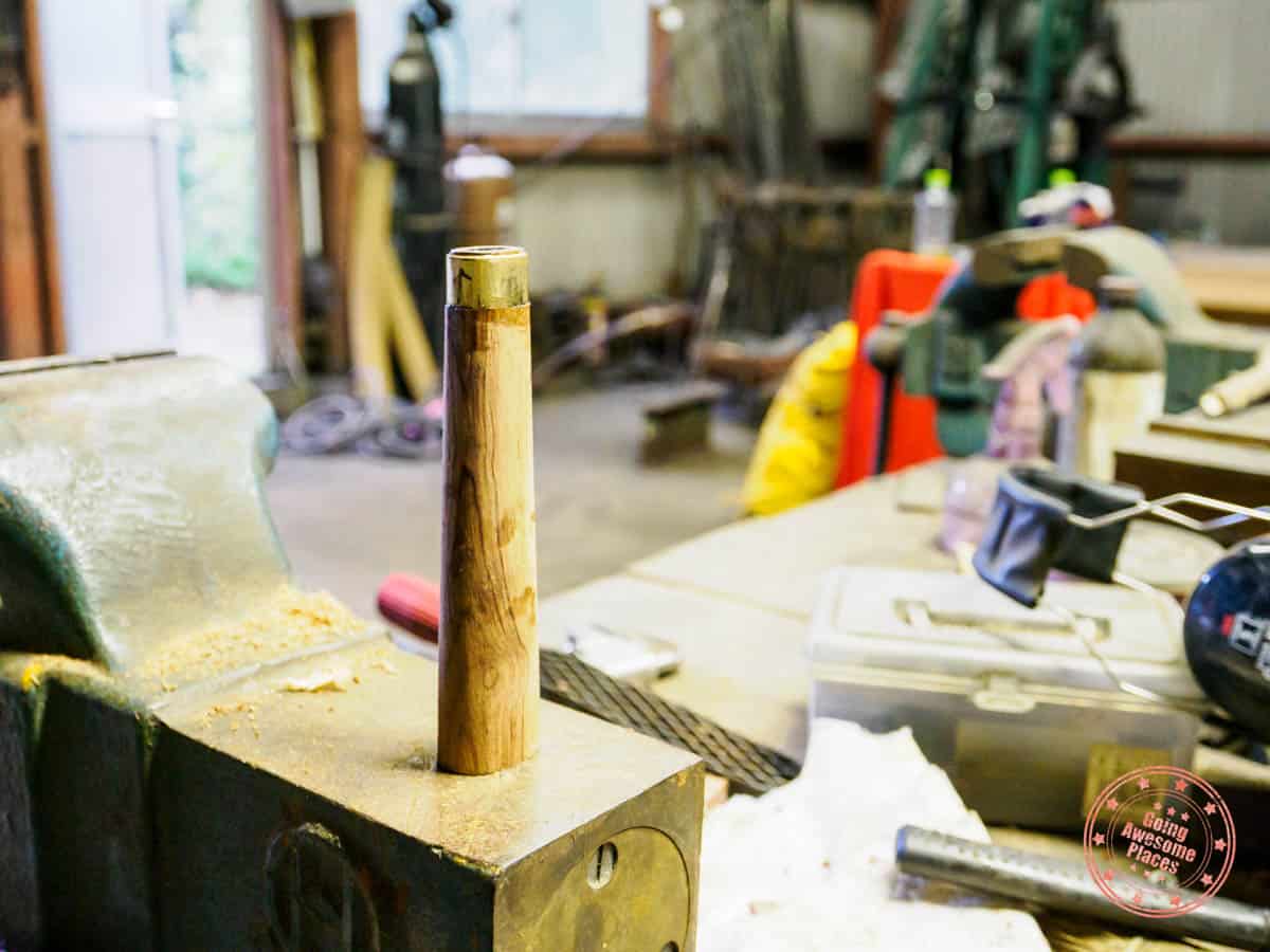 kurogane workshop custom wooden kitchen knife handle made with bubinga african wood