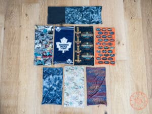 large collection of 8 different buffs of all designs and types