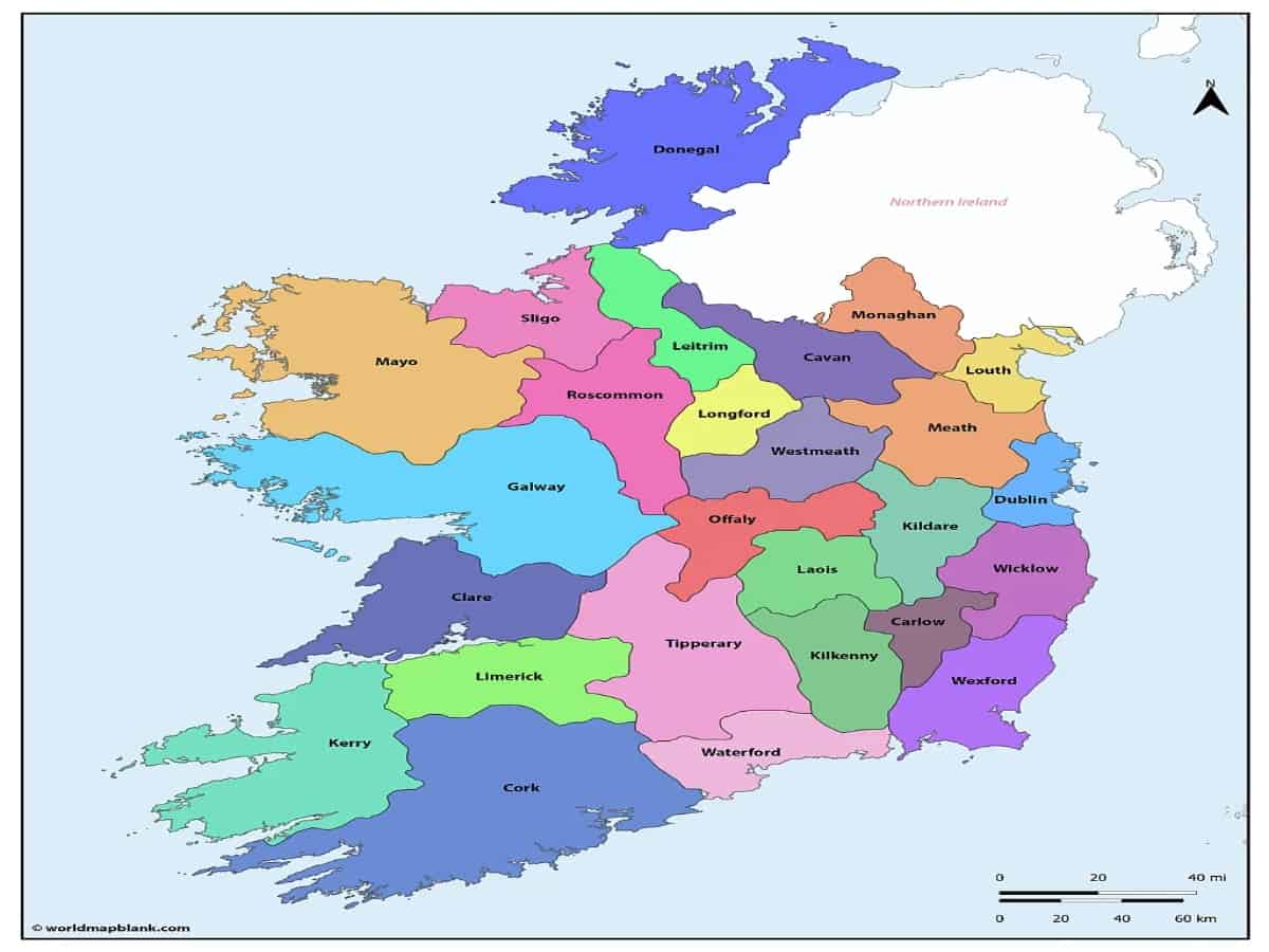 map of ireland counties