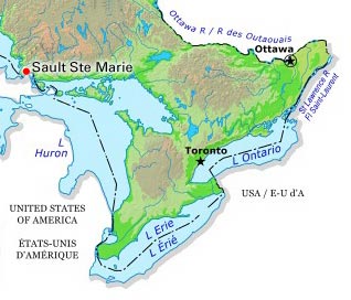 map of where is sault ste marie in ontario canada