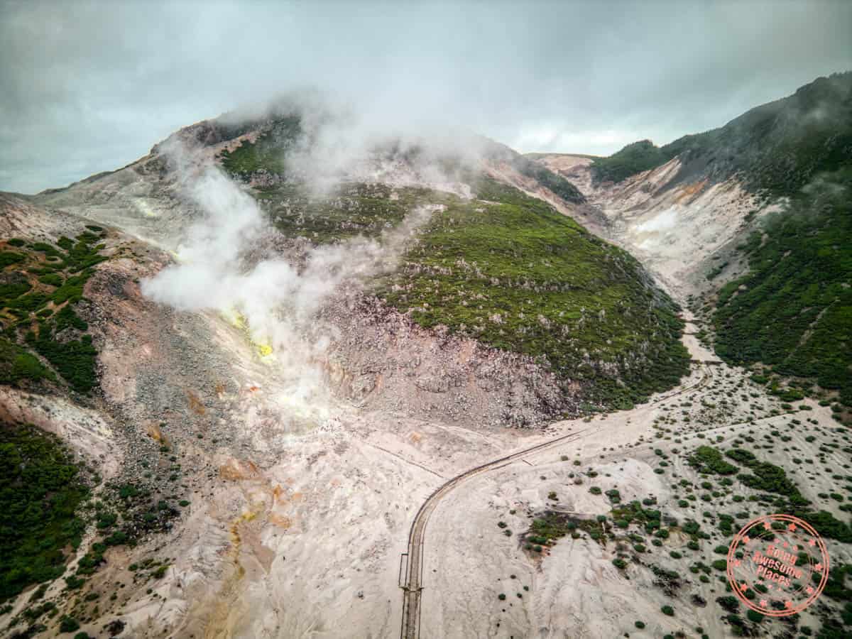 mt io aerial view in eastern hokkaido